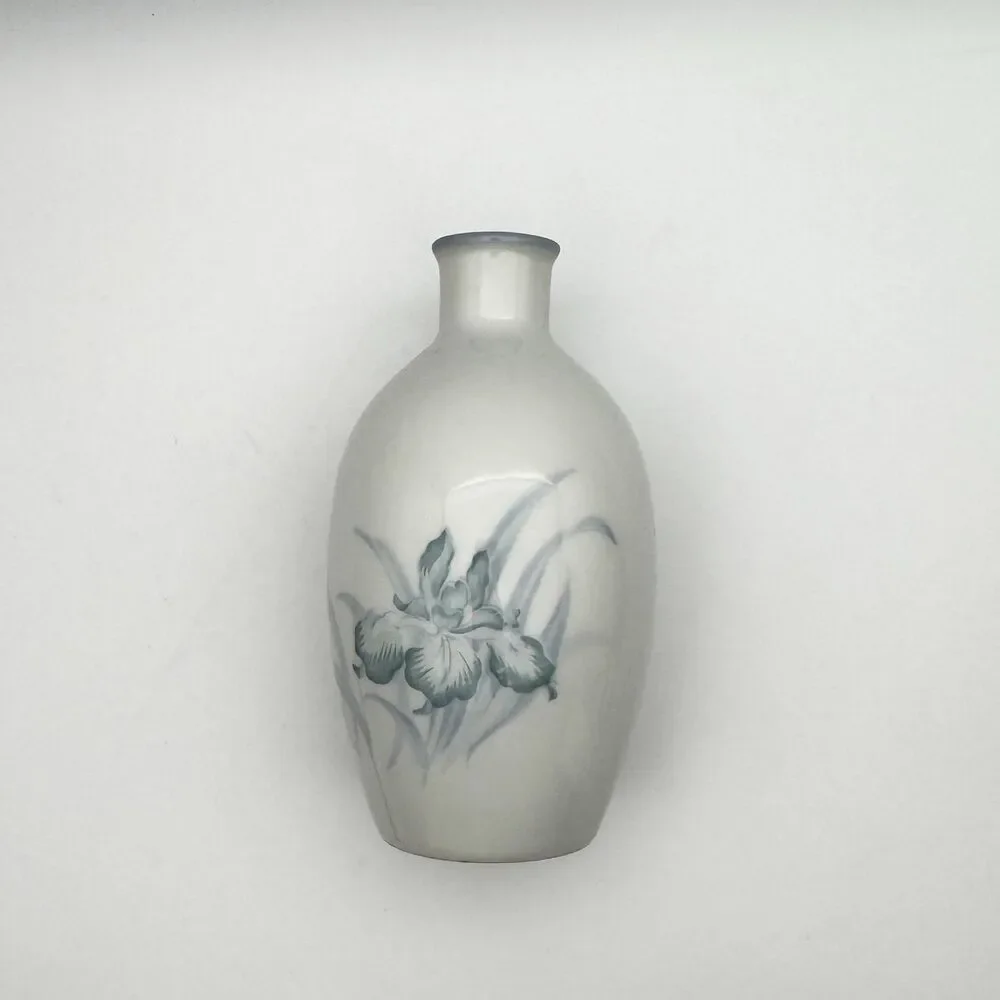 Otagiri Hand Crafted Original Japan Blue Iris Floral Ceramic Bud Vase